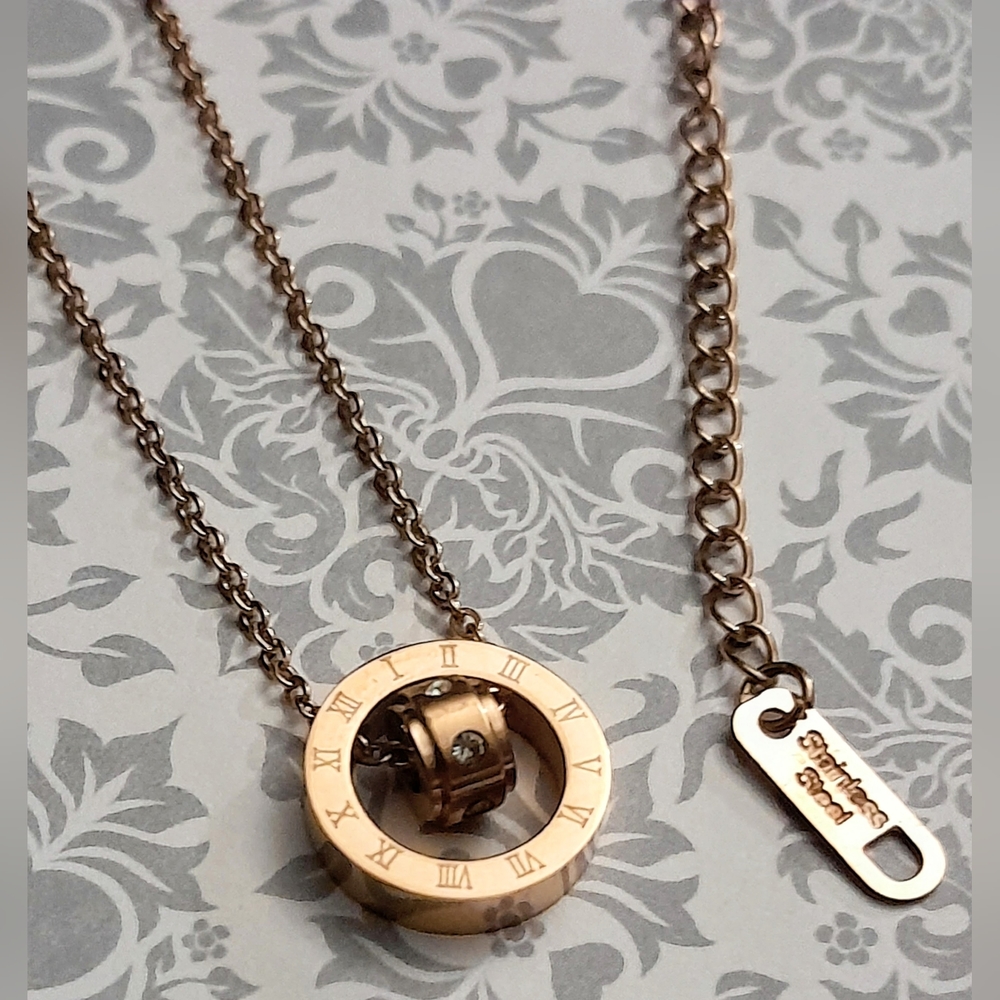 Golden Rose Toned Necklace and Charm - Picture 3 of 3